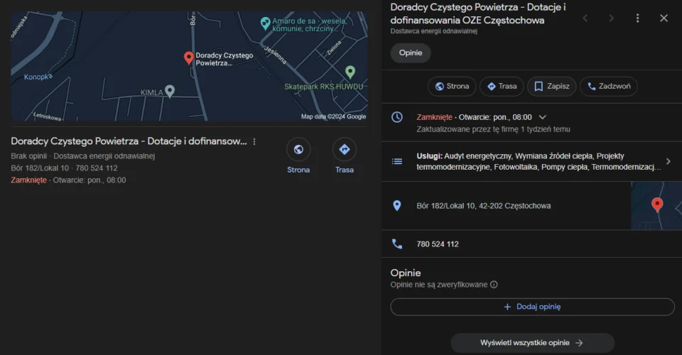 Pozycjonowanie - Google Moja Firma - Doradcy Czystego Powietrza
